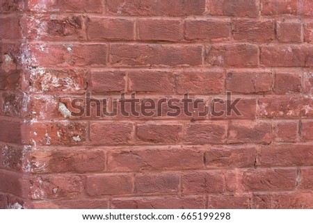 Wall of an old red brick. Beautiful background.
