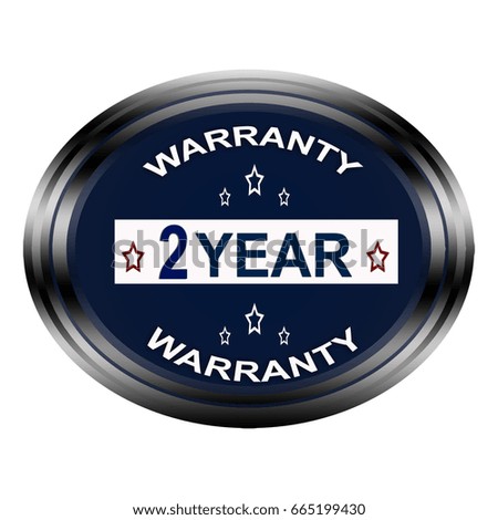 2 year warranty button isolated . 3d illustration .