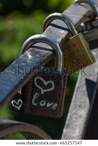 Love heart symbol eternal on metal lock. Romantic concept. Pretty valentine background