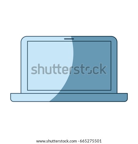 blue shading silhouette of laptop computer vector illustration