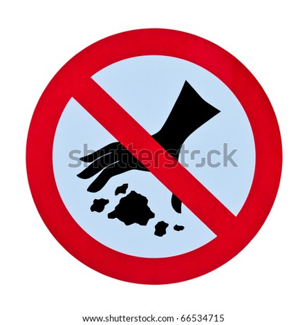 no littering warning sign isolated on white background
