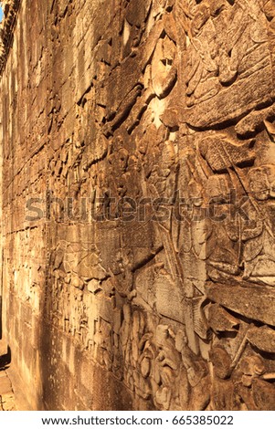 Ancient stone face of Bayon temple, Angkor