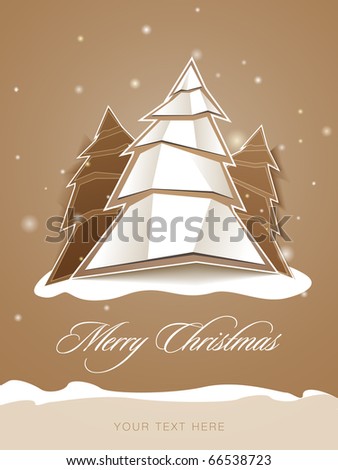 Paper Christmas tree greeting card | editable EPS 10 vector