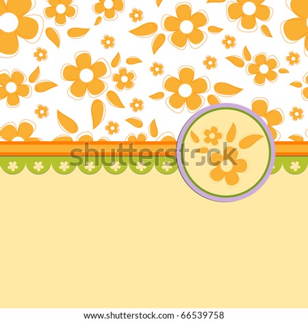 Blank template for orange greetings card, postcard or photo frame