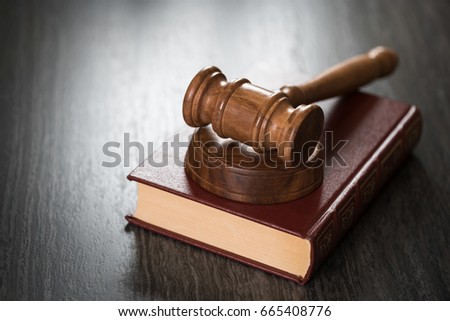 Symbols of the law on a rustic desk