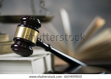 Law theme. Gavel and books