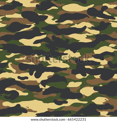 Seamless bright woodland wide military fashion camouflage pattern vector