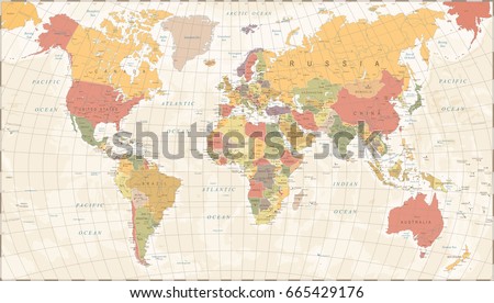 Vintage World Map - Detailed Vector Illustration