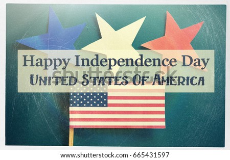 Happy independence day of USA - text card. celebrate  on 4 July. 