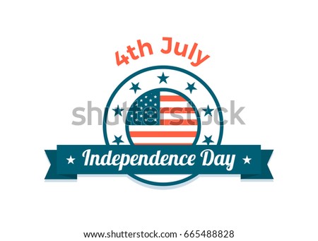 4th of July, United states of America Independence Day holiday celebration badge. Vector editable design isolated for easy use
