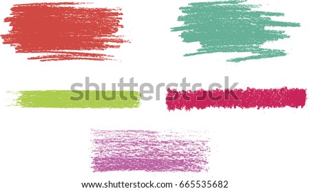 vector crayon stroke set. vector chalk texture Royalty-Free Stock Photo #665535682