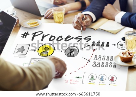 Process Network Workflow Teamwork Infographic  Royalty-Free Stock Photo #665611750