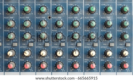 Mixer for sound engineer with many button to adjust