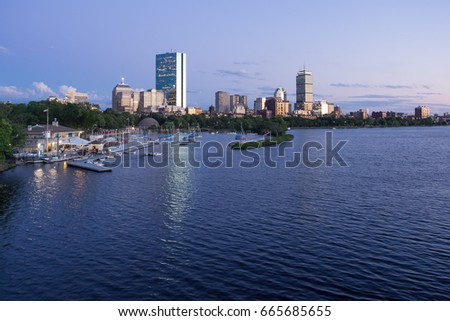 Skyline of Boston Downtown after sunset