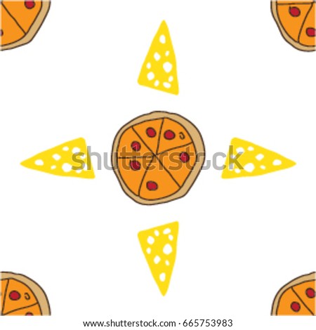 Pizza and cheese seamless pattern