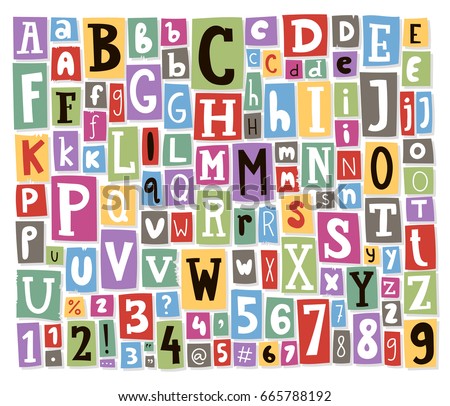 Newspaper Alphabet With Letters Numbers And Royalty Free Stock Photo Avopix Com