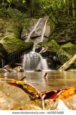 beautiful view of river, waterfall and cascade of Borneo forest