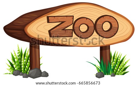 Zoo sign made of wood illustration