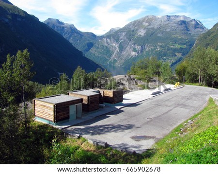 Parking, toilets, Geirangerfjord, Norway