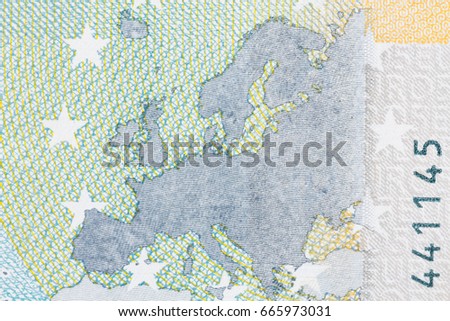 Photographed close-up money of the European Union. The par value of five euro. High resolution photo.