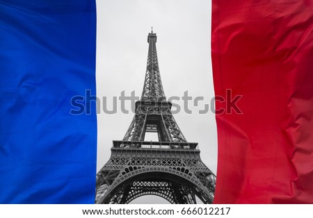 French flag and Eiffel tower, concept picture