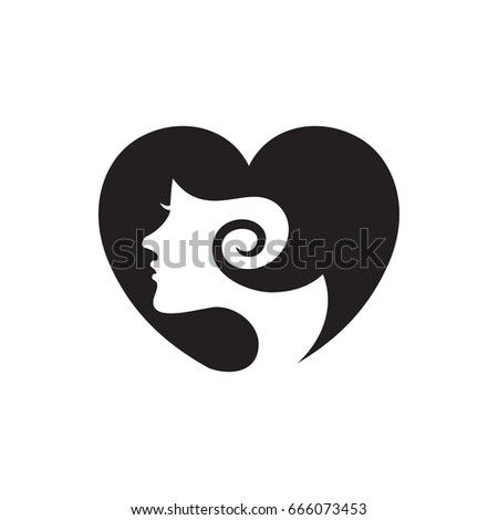 Pictograph of beauty women with glamour hairstyle for template logo, icon, and identity vector designs.