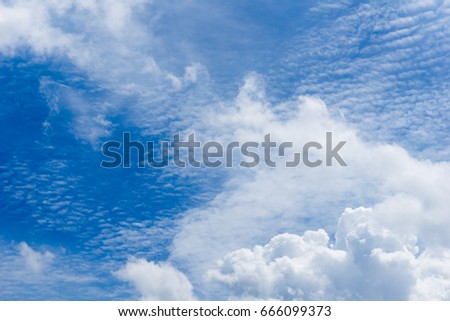Amazing background  of blue white sky and clouds cumulus