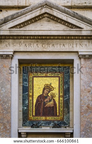 Image of sacred virgin Maria Delle Grazie in Porta Angelica, Rome, Italy