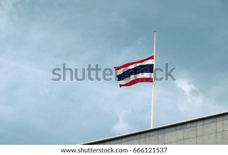 Thailand flag flying at half mast for the late king