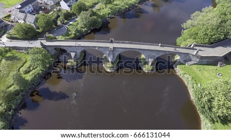 Aerial shot of the arches of Old Stirling Bridge