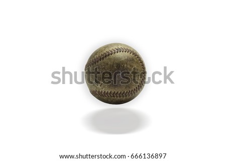 picture of old softball on white background