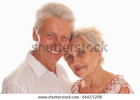 nice elderly together on a white