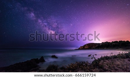 A beautiful milky way in the sky of Sardinia in a day of summer