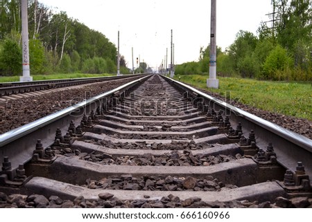 Railroad way going into the distance Royalty-Free Stock Photo #666160966