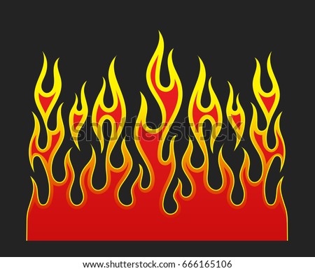 Fire flames, red and yellow gradient colored, isolated vector element