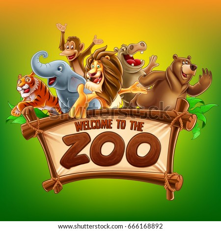 zoo safari illustration Royalty-Free Stock Photo #666168892
