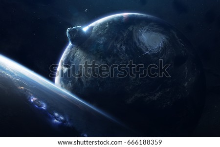 Asteroid. Science fiction space wallpaper, incredibly beautiful planets, galaxies, dark and cold beauty of endless universe. Elements of this image furnished by NASA