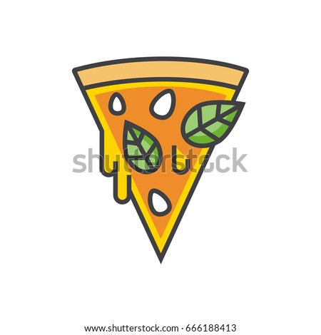 Pizza slice flat line icon. Marinara pizza.