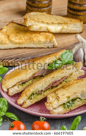Pesto cheese sandwich, fast and delish meal with pesto