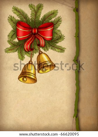 Christmas greeting card with illustration of bells