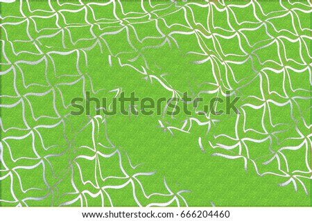 Texture, background, pattern. Abstraction. Green embossed background. Rhombuses of white color. Computer drawing