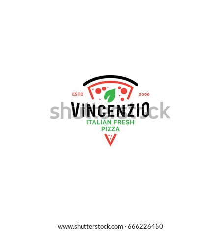 Logo for Italian pizzeria. Line style bright minimalistic pizza restaurant vector symbol