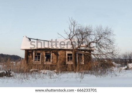 Ruined farmhouse, in winter