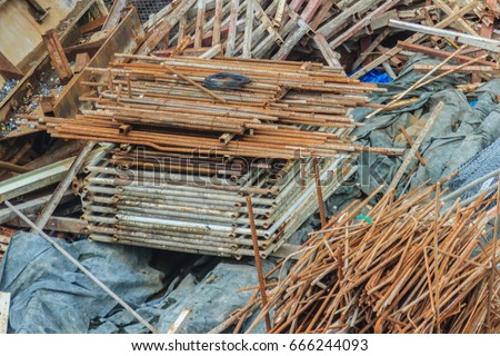 Steel bars scrap left over from construction site and can be sell as salvage for recycling.