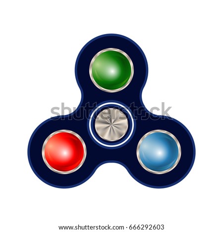 Spinner isolated on white background. Finger fidget spinner - stress relieving hand toy. Vector illustration.
