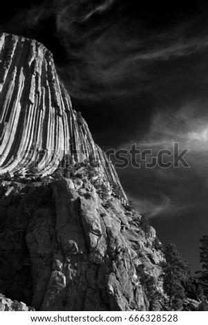 Devils Tower (also know as Bear Lodge Butte) in the Bear Lodge Mountains (part of the Black Hills) near Hulett and Sundance in Crook County - northeastern Wyoming USA