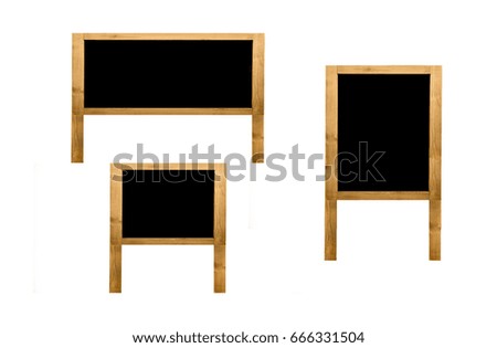 Group of brown wooden frame blank isolated with copy space for text and decorative image.