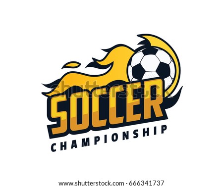 Modern Professional Isolated Sports Badge Logo - Flaming Soccer Championship