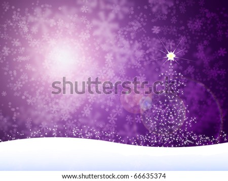 Abstract tree and bokeh snowflakes background
