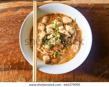   Thai pork noodle soup,Tom Yum soup Thai food Asian